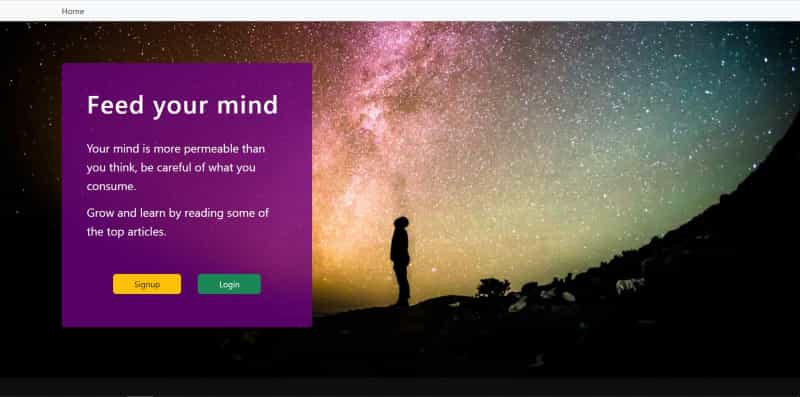 screen img of the feed your mind project