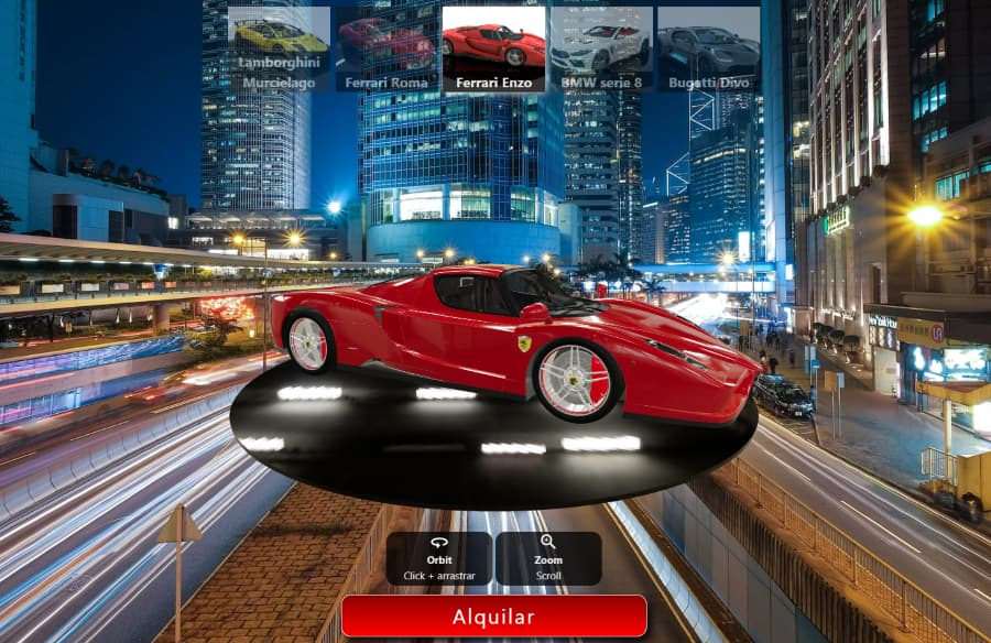screen img of a ferrari you can rent